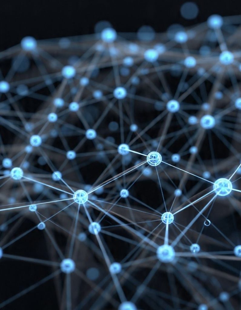 Blockchain Traceability Targets Faster, Smaller Recalls A digital visualisation shows connected blockchain network nodes linking across a supply chain map.